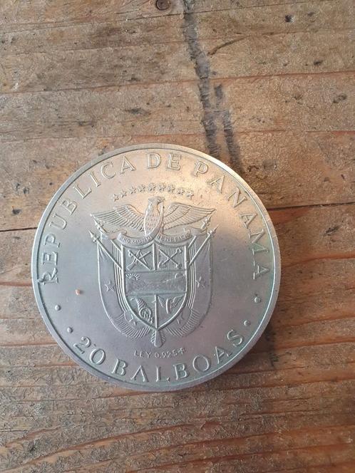 20 balboas uit Panama 1972 129.6 gram 925 zilver, Postzegels en Munten, Munten | Amerika, Zilver, Ophalen of Verzenden