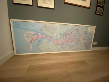 Ingelijste landkaart Zuid-Holland /schilderij atlas 