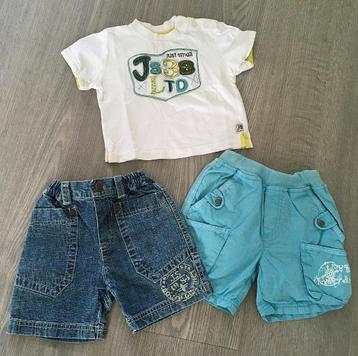 Just Small : Zomer setje 2 x kort broekje 1 shirt , mt 74