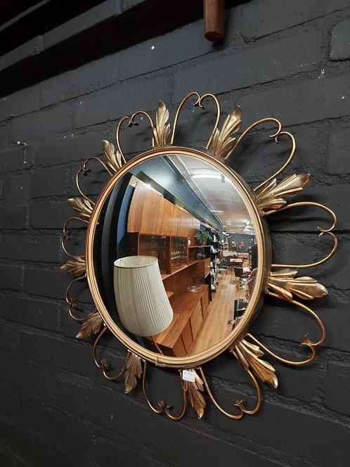 Vintage zonnespiegel messing mirror hollywood regency, Antiek en Kunst, Antiek | Spiegels, Minder dan 50 cm, Minder dan 100 cm