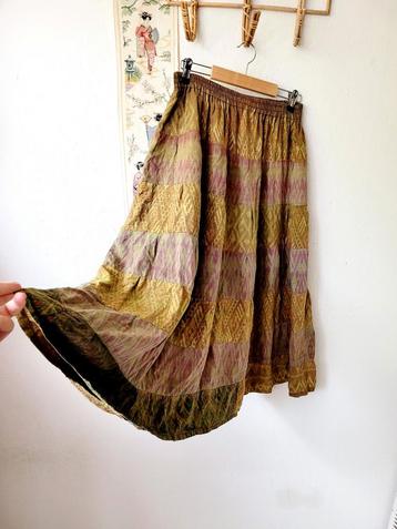 Vintage boho/hippie ruffled patchwork maxirok freesize