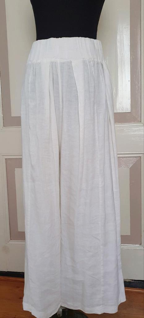Arthurio Lino witte linnen broek, Kleding | Dames, Broeken en Pantalons, Zo goed als nieuw, Wit, Lang, Ophalen of Verzenden
