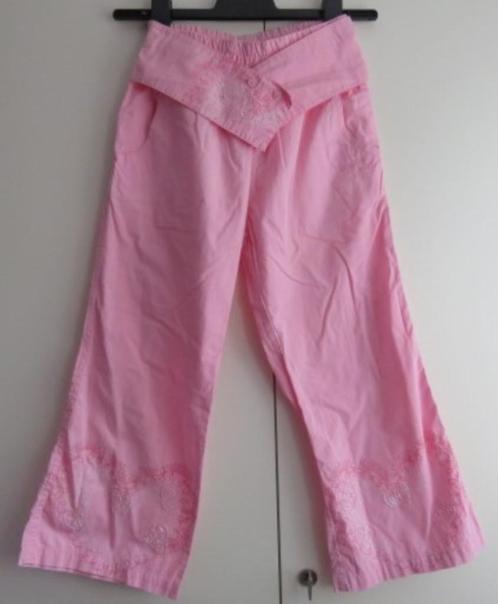 Vintage wijde broek roze met hartjes Barbara Farber mt 140, Kinderen en Baby's, Kinderkleding | Maat 140, Zo goed als nieuw, Meisje