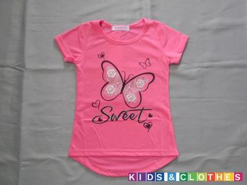 T Shirt Vlinder Sweet Roze 134/140