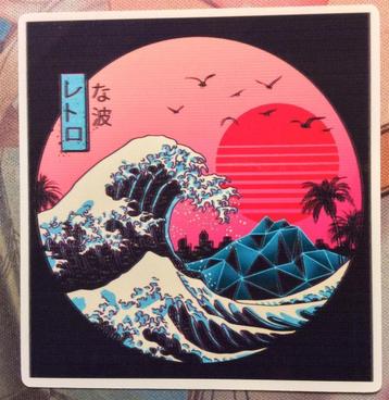 OUTRUN SYNTHWAVE SUN 80's Muziek Retro Sticker