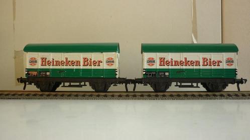 2 Fleischmann H0 Heineken wagons, Hobby en Vrije tijd, Modeltreinen | H0, Gebruikt, Wagon, Gelijkstroom, Fleischmann, Verzenden