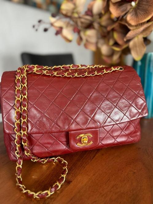 Chanel medium size Vintage single flap, Sieraden, Tassen en Uiterlijk, Tassen | Damestassen, Gebruikt, Schoudertasje, Rood, Ophalen of Verzenden