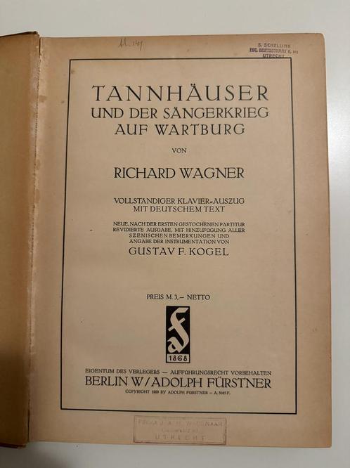 Richard Wagner - Tannhäuser Und Der Sängerkrieg Auf Wartburg, Antiek en Kunst, Antiek | Boeken en Bijbels, Ophalen of Verzenden