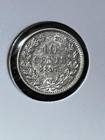 Nederland, zilveren 10 Cent 1893 Wilhelmina 