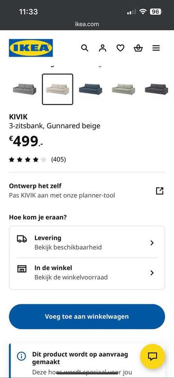 IKEA KIVIK 3-zitsbank met poef te koop - afbeelding 5 IKEA KIVIK 3-zitsbank met poef te koop - afbeelding 5