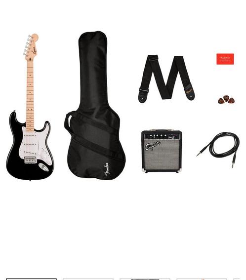 Squier Sonic Stratocaster elektrische gitaar starter set, Muziek en Instrumenten, Instrumenten | Toebehoren, Zo goed als nieuw