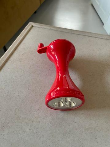 Vintage Ikea hand crank torch in red (no batteries required)