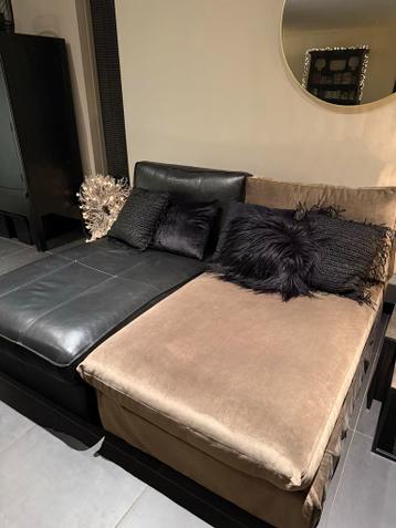 Ikea Kivik Chaise Longue - Zwart Leer & Taupe Velvet - afbeelding 2 Ikea Kivik Chaise Longue - Zwart Leer & Taupe Velvet - afbeelding 2