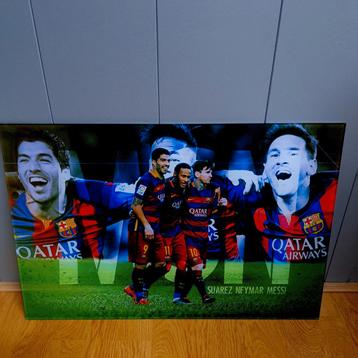 Schilderij met print van FCB Barcelona op glasplaat. 