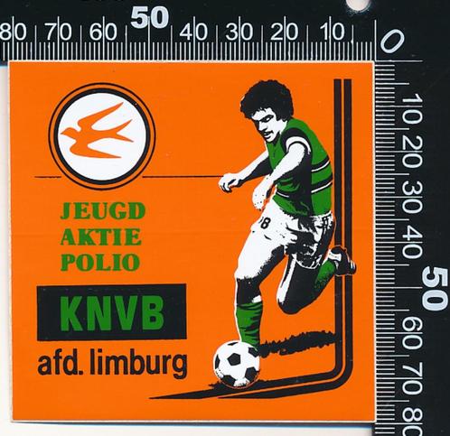 Sticker: KNVB - Afdeling Limburg - Jeugd aktie polio (Vierka, Verzamelen, Stickers, Sport, Ophalen of Verzenden