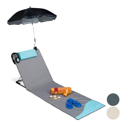 Strandmat / strandstoel / ligbed met parasol, Caravans en Kamperen, Kampeeraccessoires, Nieuw, Ophalen of Verzenden