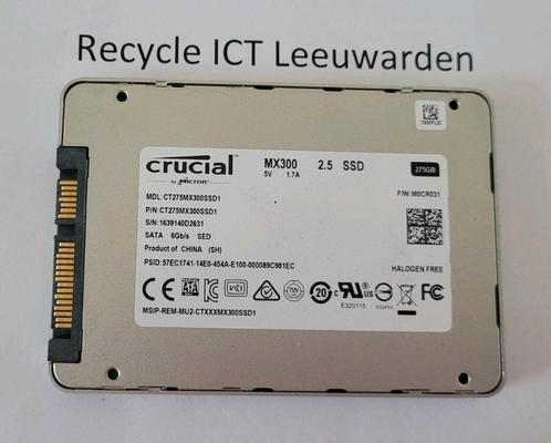 Crucial mx300 275gb laptop ssd hdd hardeschijf, Computers en Software, Harde schijven, Gebruikt, Laptop, Intern, SSD, SATA, Ophalen of Verzenden