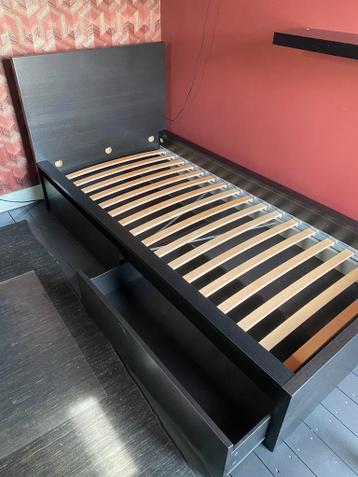 MALM Bedframe, hoog, met 2 bedlades, zwartbruin, + Matrass - afbeelding 1 MALM Bedframe, hoog, met 2 bedlades, zwartbruin, + Matrass - afbeelding 1