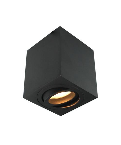 Opbouwspot vierkant Rebel GU10 LED zwart, Huis en Inrichting, Lampen | Spots, Nieuw, Plafondspot of Wandspot, Metaal of Aluminium