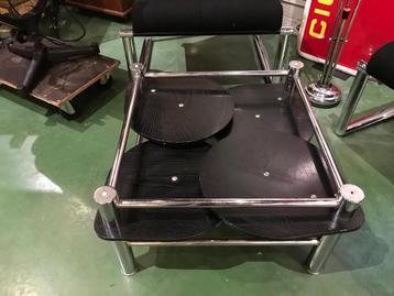 Vintage salontafel met 4 uitdraaibare plateaus - 1970s