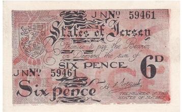 Jersey, 6 Pence, 1942, UNC (Extreem zeldzaam)