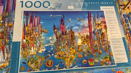 Crazy World legpuzzel 1000 stukjes, Hobby en Vrije tijd, Denksport en Puzzels, Zo goed als nieuw, Legpuzzel, 500 t/m 1500 stukjes