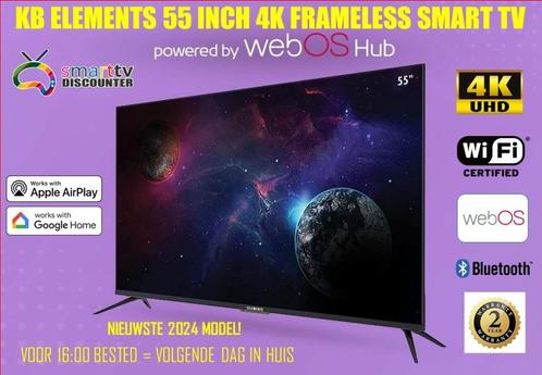 KB ELEMENTS 55 INCH 4K FRAMELESS SMART TV, Audio, Tv en Foto, Televisies, Nieuw, LED, 100 cm of meer, 4k (UHD), Overige merken