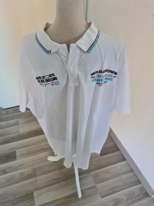 75) Te koop nieuw wit/blauw/grijs polo shirt mt 3XL, Kleding | Heren, Grote Maten, Nieuw, Shirt, Wit, Ophalen of Verzenden