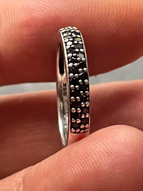 Zilveren ring TiSento zwarte zirkonia maat 16 - 50 mm, Sieraden, Tassen en Uiterlijk, Ringen, Gebruikt, Dame, Kleiner dan 17, Zilver