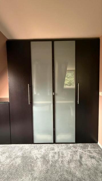 Ikea Pax kastdeuren 229x50 2x hout 2x frosted glas - afbeelding 1 Ikea Pax kastdeuren 229x50 2x hout 2x frosted glas - afbeelding 1