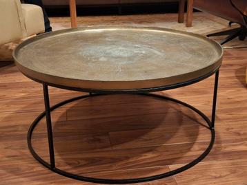Grote ronde salontafel goud/koper