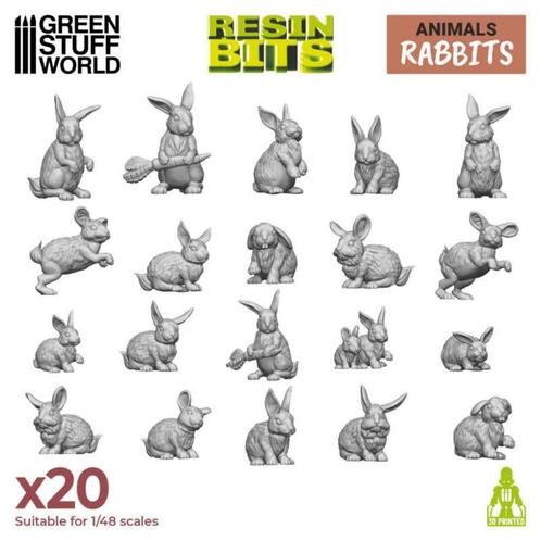 Miniaturen 3D printed set - Rabbits 12290 Wargames Dungeons, Hobby en Vrije tijd, Wargaming, Nieuw, Overige soorten, Figuurtje(s)