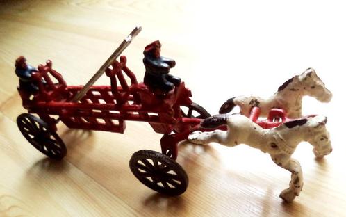 antiek speelgoed uit 1880 Gietijzer Brandweerwagen, Antiek en Kunst, Antiek | Speelgoed, Verzenden