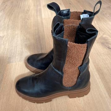 Manfield Chelseaboot zwart leer maat 37 nieuw