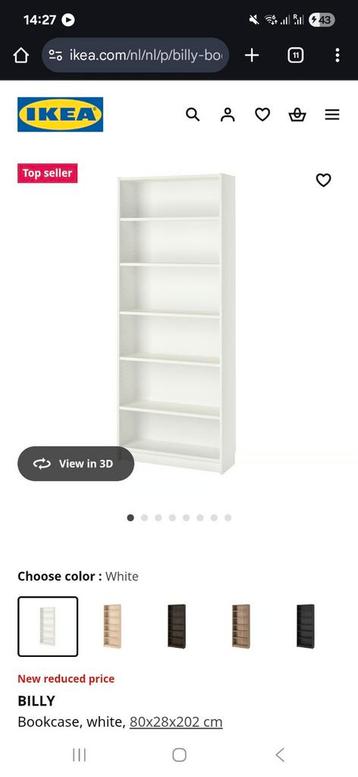 Twee Witten Billy Boekenkasten - ook apart te koop - afbeelding 4 Twee Witten Billy Boekenkasten - ook apart te koop - afbeelding 4
