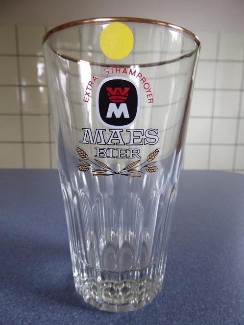 Maes Stramproy Belgisch ribbels bier glas, Verzamelen, Biermerken, Gebruikt, Glas of Glazen, Overige merken, Ophalen of Verzenden
