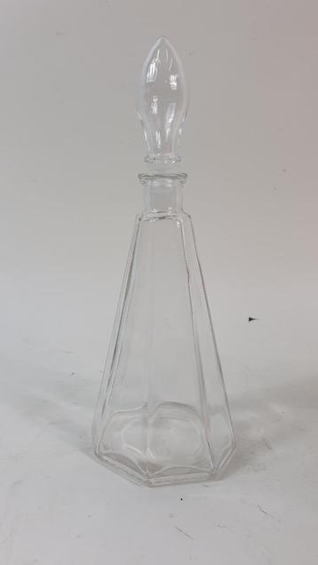 Brocante glazen SGD decanteer karaf met stop. 9 zijdig. 5A8