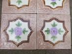 30 stuks art nouveau tegels met paarse roos in relief