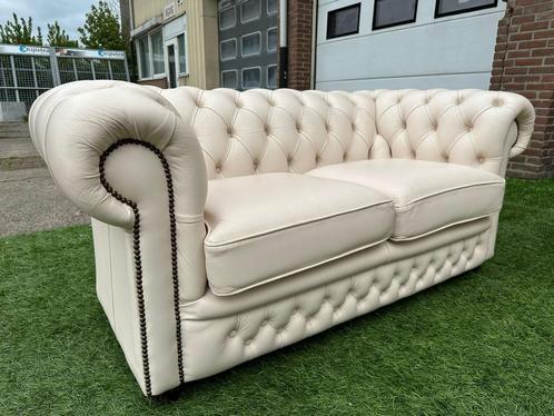 Bankstel Winchester CHESTERFIELD 2 zit bank leer, Huis en Inrichting, Stoelen, Zo goed als nieuw, Hout, Leer, Stof, Wit, Ophalen of Verzenden