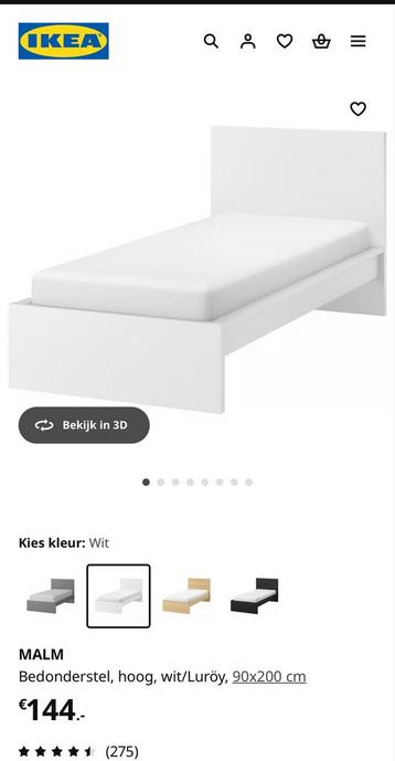 Ikea Malm Bedframe Wit met Matras - afbeelding 2 Ikea Malm Bedframe Wit met Matras - afbeelding 2