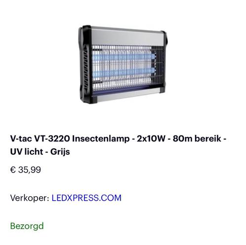 V-tac VT-3220 Insectenlamp - 2x10W - 80m bereik - UV licht -, Tuin en Terras, Overige Tuin en Terras, Zo goed als nieuw, Ophalen