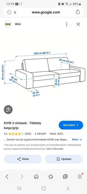 Nette Ikea Kivik 3-zits bank + voetenbank - afbeelding 5 Nette Ikea Kivik 3-zits bank + voetenbank - afbeelding 5