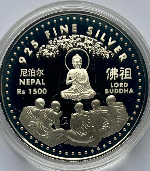 Nepal 1500 Rupees 2000 Proof zilver Boeddha, Postzegels en Munten, Munten | Azië, Zilver, Ophalen of Verzenden