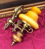 Wandlamp antiek barok koper, wand lamp / olielamp kap goud
