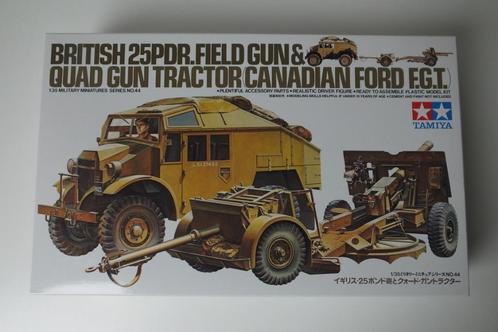 Tamiya British 25 PDR. Field Gun & Quad Gun Tractor 1:35, Hobby en Vrije tijd, Modelbouw | Auto's en Voertuigen, Nieuw, Truck