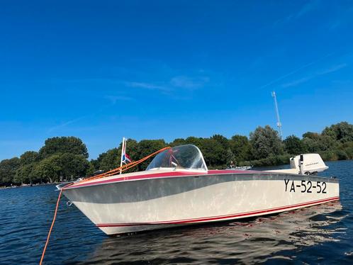 Klassieke Heli speedboot, Watersport en Boten, Speedboten, Gebruikt, 3 tot 6 meter, Benzine, Minder dan 70 pk, Polyester, Buitenboordmotor