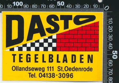 Sticker: Dasto Tegelbladen - Sint Oedenrode, Verzamelen, Stickers, Ophalen of Verzenden