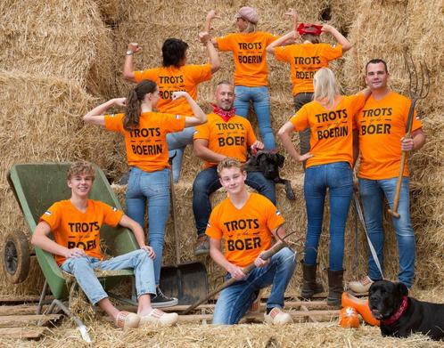 Trots op de Boer en Boerin T-Shirt Oranje Koningsdag, Kleding | Heren, T-shirts, Nieuw, Overige maten, Oranje, Verzenden