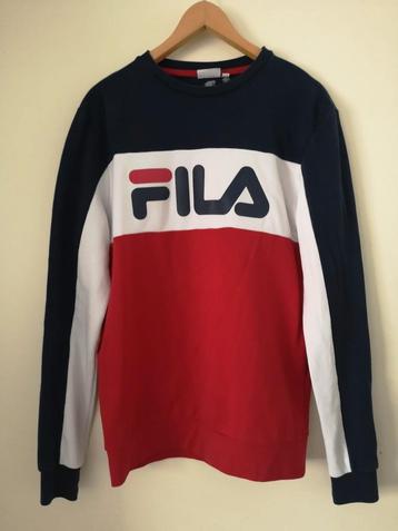 Fila sweater blauw wit rood met opdruk maat S