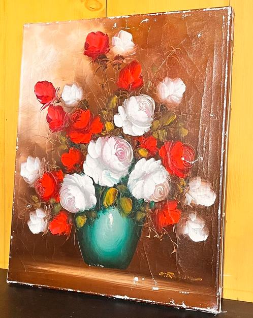 Stilleven vaas met bloemen, Huis en Inrichting, Woonaccessoires | Schilderijen, Tekeningen en Foto's, Gebruikt, Schilderij, Ophalen